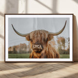 64824-MGV-CV-36X24-Highland Cow Wall Art – Rustic Scottish Bull Canvas Print, Farmhouse Animal Decor for Living Room, Bedroom, Office or Cabin