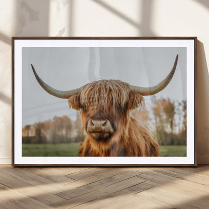 64824-MGV-CV-36X24-Highland Cow Wall Art – Rustic Scottish Bull Canvas Print, Farmhouse Animal Decor for Living Room, Bedroom, Office or Cabin