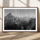10775-MGV-CV-36X24-Snow Capped Mountain Wall Art – Black and White Canvas Print of Majestic Peaks, Nature Landscape Photography for Office, Bedroom,