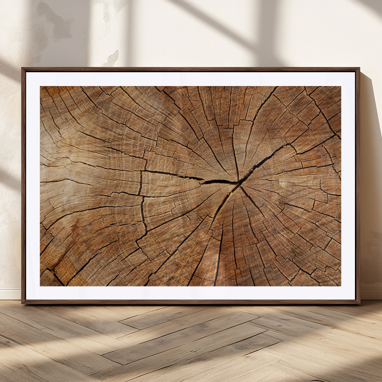 61710-MGV-CV-36X24-Tree Rings Wall Art – Rustic Wood Grain Canvas Print of Tree Trunk Cross Section, Nature Inspired Decor for Cabin, Office, Living