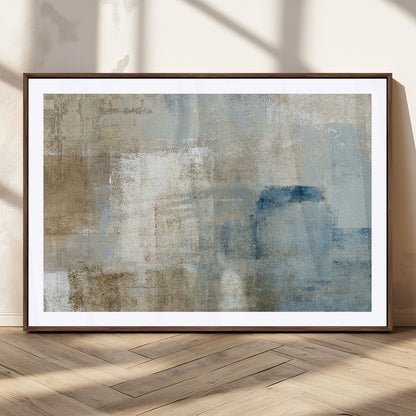 38126-MGV-CV-36X24-Neutral Abstract Wall Art – Modern Beige and Blue Canvas Print and Minimalist Textured Painting for Living Room, Bedroom or Office