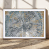 17631-MGV-CV-36X24-Radiant Burst Wall Art – Abstract Sunburst Canvas Print in Blue and Gold, Modern Geometric Painting for Living Room, Office or