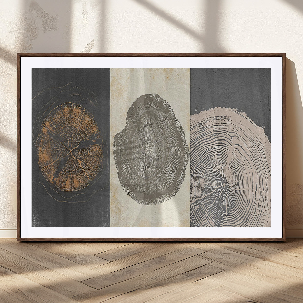 80725-MGC-FP-36x24_Walnut-Wood Tree Rings Wall Art Canvas Print, Framed Tree Rings Art Picture Print, Abstract Tree Rings Perfect Modern Boho Decor Artwork