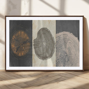 80725-MGC-FP-36x24_Walnut-Wood Tree Rings Wall Art Canvas Print, Framed Tree Rings Art Picture Print, Abstract Tree Rings Perfect Modern Boho Decor Artwork