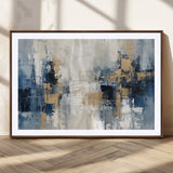 44344-MGC-FP-36x24_Walnut-Abstract Blue and Gold Wall Art – Modern Hand Painted Canvas Print, Contemporary Textured Painting for Living Room, Bedroom or