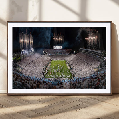 11391-MGV-CV-36X24-Penn State Stadium Wall Art – Panoramic White Out Football Game Canvas Print, College Sports Decor for Office, Man Cave, or Living