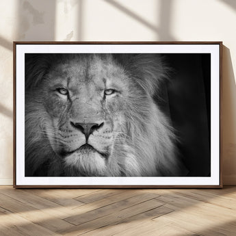 94453-MGV-CV-36X24-Lion Portrait Wall Art – Black and White King of the Jungle Canvas Print, Safari Wildlife Decor for Office, Bedroom, or Living
