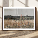 46308-MGC-FP-36x24_Walnut-Wildflower Field Wall Art – Rustic Meadow Landscape Canvas Print, Country Nature Decor for Living Room, Bedroom or Farmhouse