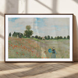 74890-MGC-FP-36x24_Walnut-Monet Poppy Field Wall Art – Impressionist Landscape Canvas Print, Classic French Artwork for Living Room, Bedroom or Office Decor