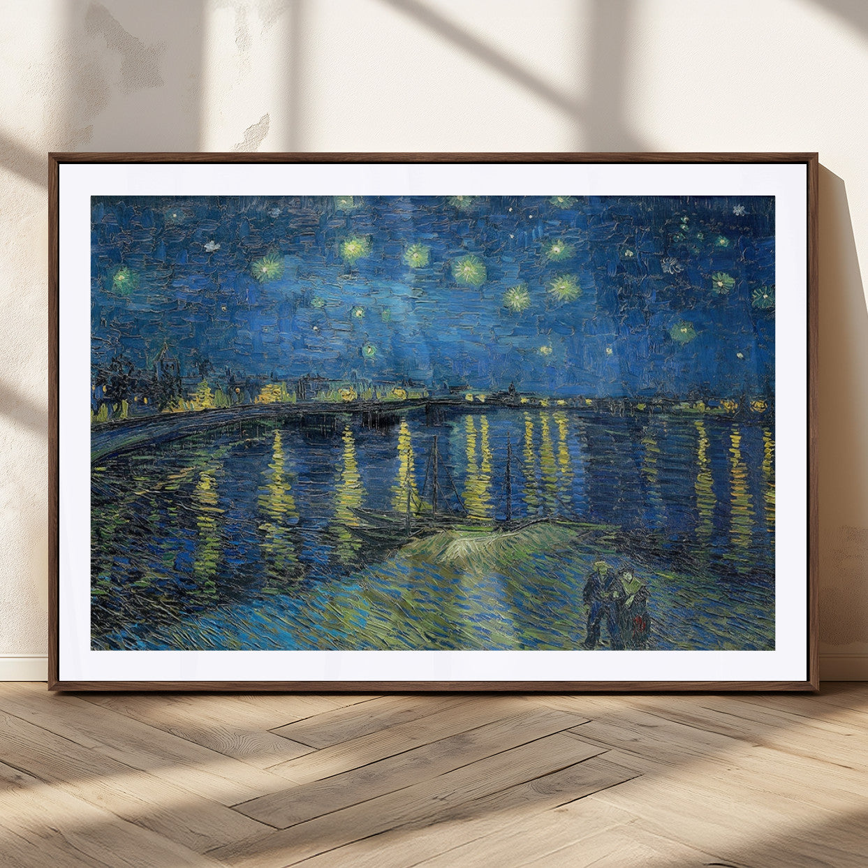 94605-MGC-FP-36x24_Walnut-Starry Night Over the Rhone Wall Art – Vincent van Gogh Canvas Print, Famous Impressionist Painting for Living Room, Office