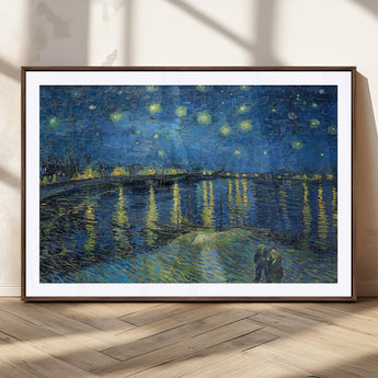 94605-MGC-FP-36x24_Walnut-Starry Night Over the Rhone Wall Art – Vincent van Gogh Canvas Print, Famous Impressionist Painting for Living Room, Office