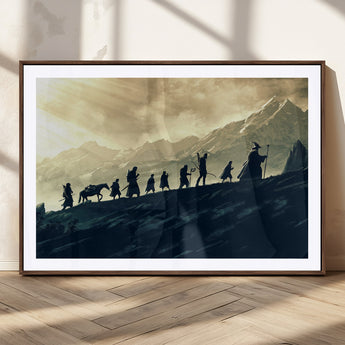 41574-MGC-FP-36x24_Walnut-Fellowship Journey Wall Art – Epic Fantasy Adventure Canvas Print, Mountain Landscape Decor for Living Room, Office or Man Cave