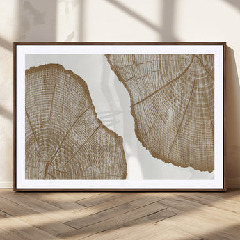 99692-MGC-FP-36x24_Walnut-Tree Ring Linocut Wall Art Canvas Print, Framed Wood Cut Art Picture Print, Tree Rings Perfect Minimalist Rustic Decor Artwork