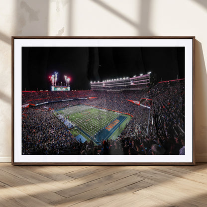 46899-MGC-FP-36x24_Walnut-Ben Hill Griffin Stadium Wall Art Canvas Print, Framed Football Stadium Art Picture Print, Florida Football Stadium Perfect Sport