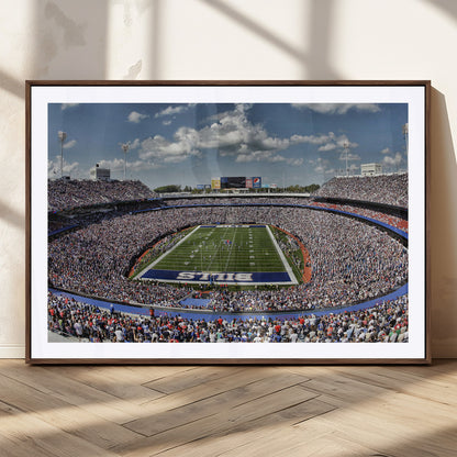 76491-MGC-FP-36x24_Walnut-Buffalo Bills Stadium Wall Art Canvas Print, Framed Bills Stadium Art Picture Print, Highmark Stadium Perfect Sport Room Decor