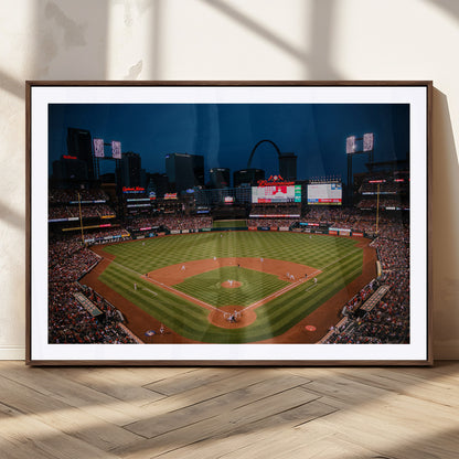 38612-MGC-FP-36x24_Walnut-Busch Stadium Wall Art Canvas Print, Framed Missouri Stadium Art Picture Print, Busch Stadium Field Perfect Sports Room Decor