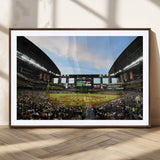92672-MGC-FP-36x24_Walnut-Chase Field Stadium Wall Art Canvas Print, Framed Arizona Stadium Art Picture Print, Chase Stadium Perfect Sports Room Decor