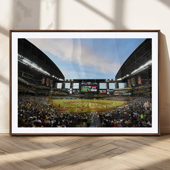 92672-MGC-FP-36x24_Walnut-Chase Field Stadium Wall Art Canvas Print, Framed Arizona Stadium Art Picture Print, Chase Stadium Perfect Sports Room Decor