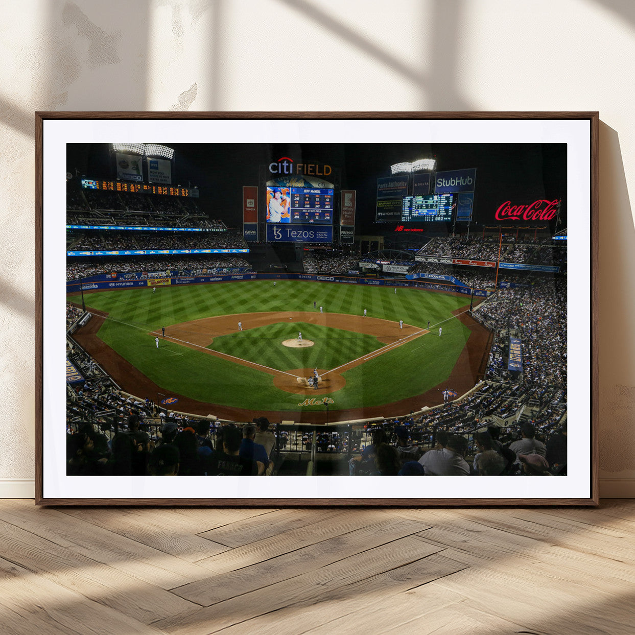 25148-MGV-CV-36X24-Baseball Stadium Wall Art – Canvas Print Night Game Packed Crowd Bright Lights Sports Photography, Dynamic Decor for Game Room,