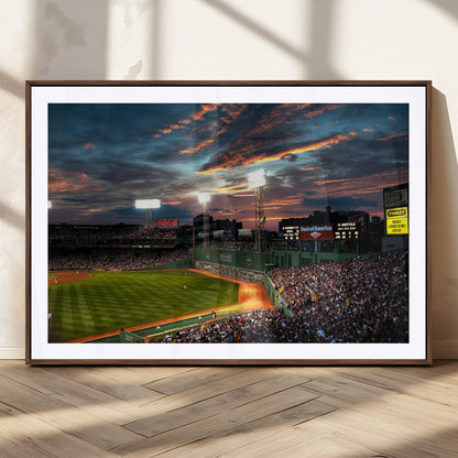 66781-MGC-FP-36x24_Walnut-Baseball Stadium Wall Art – Canvas Print Evening Game Field Packed Crowd Sunset Sky Sports Photography, Dynamic Decor for Game