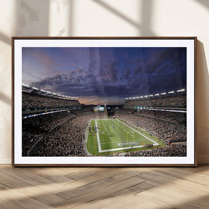 52712-MGC-FP-36x24_Walnut-Gillette Stadium Field Wall Art Canvas Print, Framed Massachusetts Stadium Art Picture Print, Gillette Stadium Perfect Sport Room