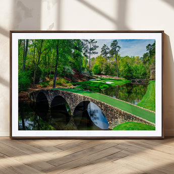 57655-MGC-FP-36x24_Walnut-Golf Course Wall Art – Canvas Print Scenic Green Fairway Stone Bridge Water Reflection Landscape, Classic Sports Decor for Office,