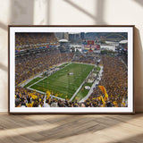 51419-MGC-FP-36x24_Walnut-Heinz Field Wall Art Canvas Print, Framed Pittsburgh Stadium Field Art Picture Print, Heinz Stadium Field Perfect Sports Room