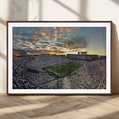 38807-MGC-FP-36x24_Walnut-Beaver Stadium Wall Art Canvas Print, Framed Beaver Stadium Field Art Picture Print, Football Stadium Perfect Sport Room Decor