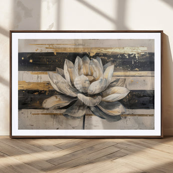 18807-MGV-CV-36X24-Lotus Flower Wall Art Canvas Print, Framed Abstract Lotus Art Picture Print, White Lotus Flower Perfect Abstract Floral Decor