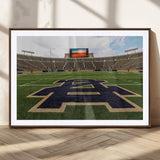 52835-MGC-FP-36x24_Walnut-Notre Dame Stadium Wall Art Canvas Print, Framed Indiana Stadium Art Picture Print, Notre Dame Field Perfect Sport Room Decor