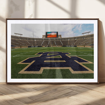 52835-MGC-FP-36x24_Walnut-Notre Dame Stadium Wall Art Canvas Print, Framed Indiana Stadium Art Picture Print, Notre Dame Field Perfect Sport Room Decor