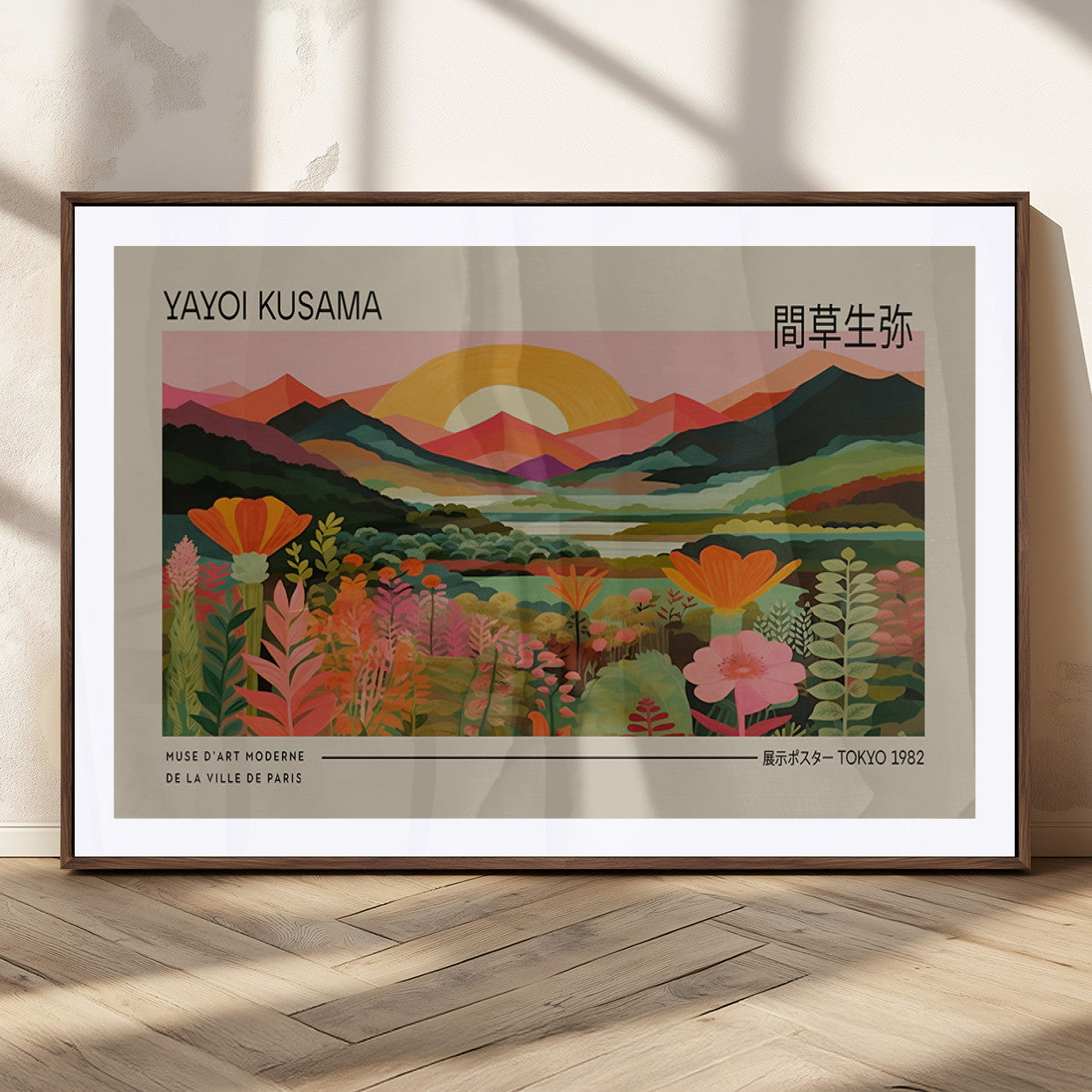 17753-MGC-FP-36x24_Walnut-Floral Sunset Landscape Wall Art – Panoramic Nature Canvas Print, Vibrant Botanical Artwork for Living Room, Bedroom, Office, or