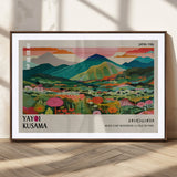 54215-MGC-FP-36x24_Walnut-Yayoi Kusama Wall Art – Panoramic Japanese Landscape Canvas Print, Modern Abstract Nature Decor for Office, Bedroom or Living Room