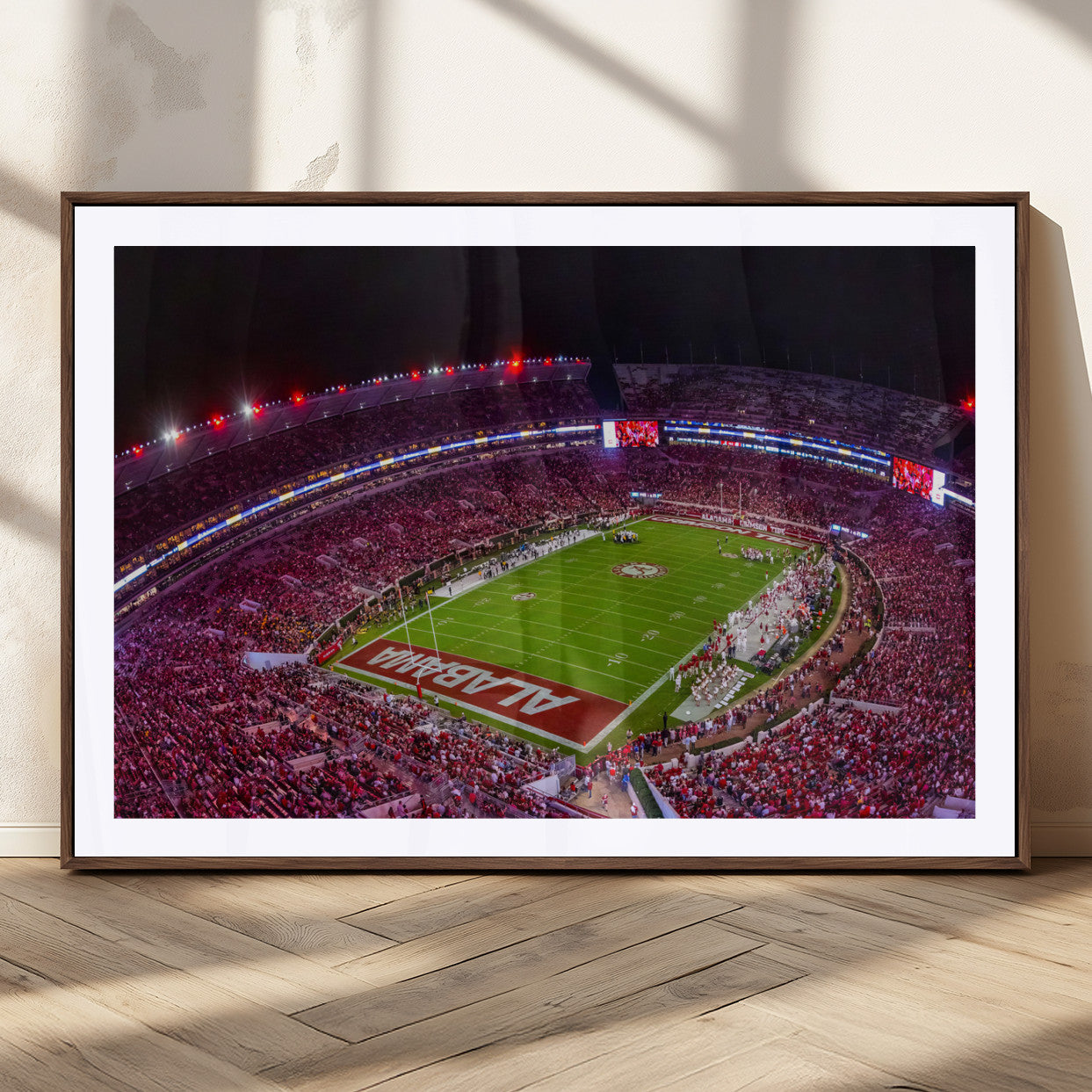 11343-MGC-FP-36x24_Walnut-Bryant-Denny Stadium Wall Art – Panoramic Alabama Crimson Tide Football Field Canvas Print, Game Day Decor for Office, Man Cave or