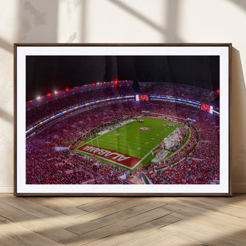 11343-MGC-FP-36x24_Walnut-Bryant-Denny Stadium Wall Art – Panoramic Alabama Crimson Tide Football Field Canvas Print, Game Day Decor for Office, Man Cave or