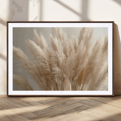 50300-MGV-CV-36X24-Pampas Grass Wall Art Canvas Print, Framed Minimalist Pampas Grass Art Picture Print, Beige Pampas Grass Perfect Minimalist Boho