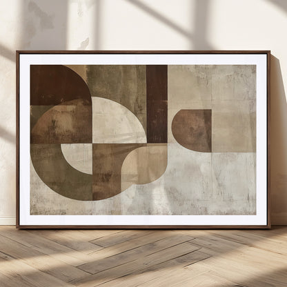 59767-MGC-FP-36x24_Walnut-Abstract Geometric Shapes Wall Art – Modern Minimalist Canvas Print, Neutral Brown Beige Tan Artwork for Living Room, Bedroom,