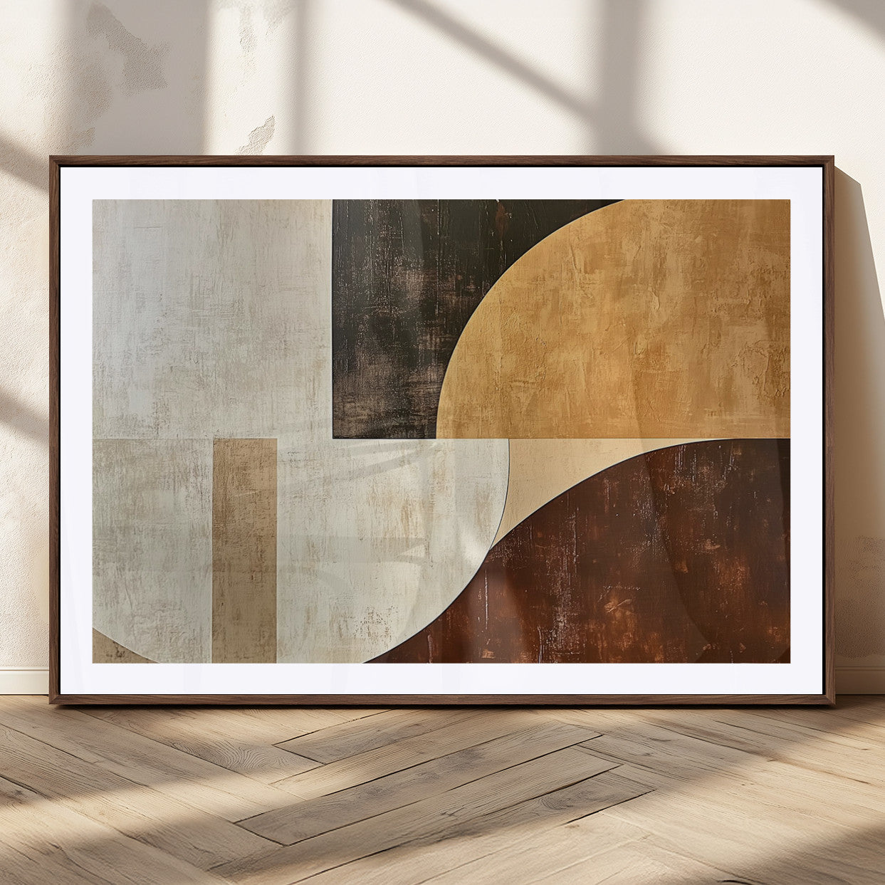 15030-MGC-FP-36x24_Walnut-Wabi Sabi Wall Art Canvas Print, Framed Modern Abstract Art Picture Print, Minimalist Zen Perfect Minimalist Modern Decor Artwork