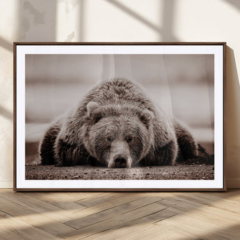 20611-MGC-FP-36x24_Walnut-Grizzly Bear Wall Art – Majestic Wildlife Sepia Canvas Print, Rustic Nature Animal Artwork for Cabin, Lodge, Living Room, Bedroom,