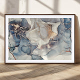 51497-MGC-FP-36x24_Walnut-Abstract Blue and Gold Wall Art – Modern Fluid Ink Style Canvas Print, Elegant Contemporary Decor for Living Room, Office