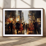 58782-MGC-FP-36x24_Walnut-Jazz Musicians Cityscape Wall Art – Vibrant Urban Night Canvas Print, Elegant Music Themed Decor for Living Room, Office, or Music
