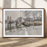 60292-MGC-FP-36x24_Walnut-Central Park Winter Wall Art – Snowy Bow Bridge Canvas Print, Scenic New York City Landscape Photography for Living Room, Bedroom
