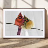 67752-MGC-FP-36x24_Walnut-Cardinal Couple Wall Art – Male and Female Cardinal Canvas Print, Romantic Bird Artwork for Nature Lovers, Living Room, Bedroom,