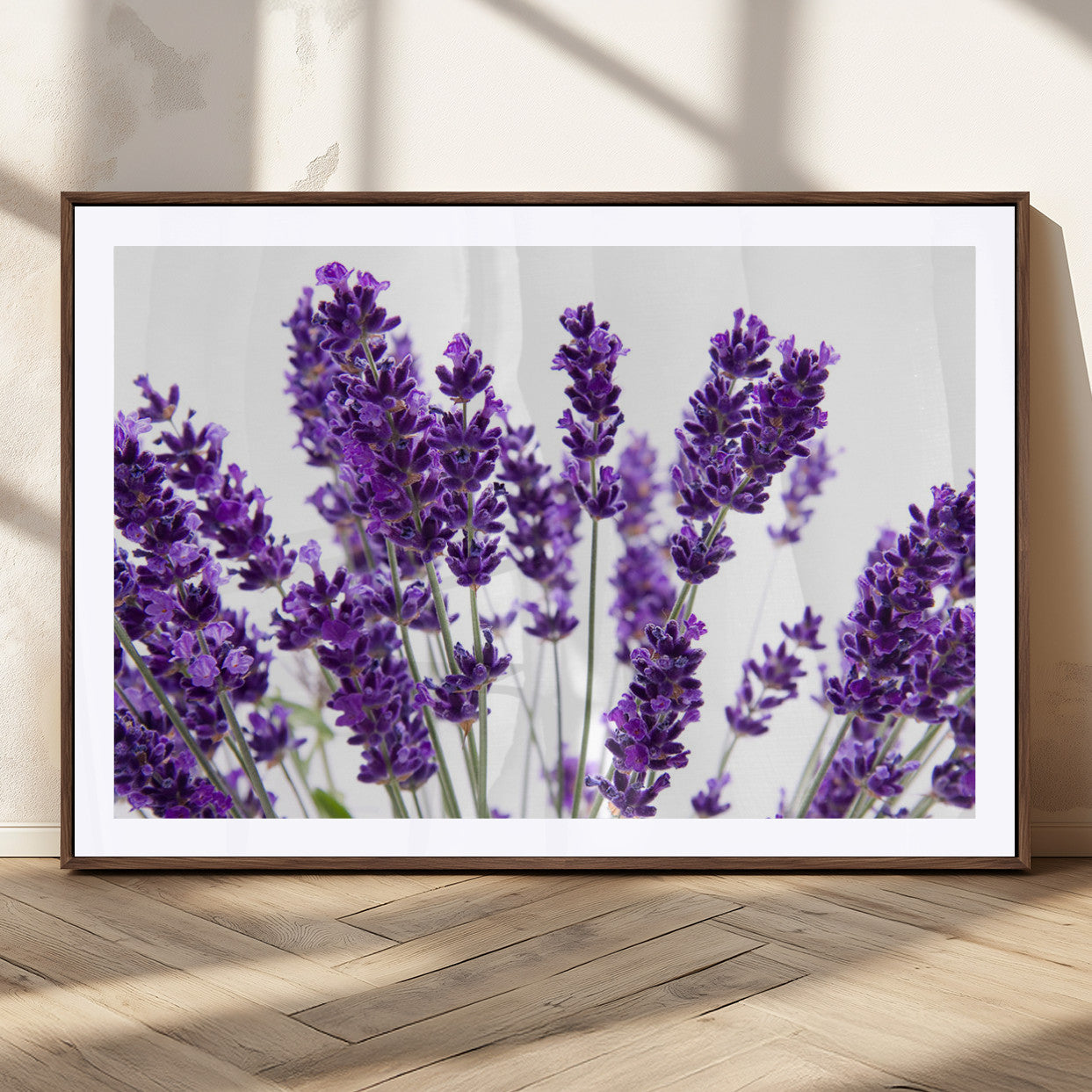 84456-MGC-FP-36x24_Walnut-Lavender Wall Art – Botanical Canvas Print Featuring Purple Floral Stems, Fresh Nature Inspired Artwork for Living Room, Bedroom,