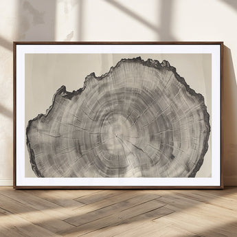 98921313-MGC-FP-36x24_Walnut-Tree Ring Wall Art Canvas Print, Framed Wood Slice Art Picture Print, Minimalist Wood Perfect Rustic Academic Decor Artwork