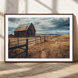 69356982-MGC-FP-36x24_Walnut-Old Barn Wall Art Canvas Print, Framed Rustic Fence Art Picture Print, Wooden Farmhouse Perfect Rustic Farmhouse Decor Artwork