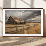 26821575-MGC-FP-36x24_Walnut-Old Barn Wall Art Canvas Print, Framed Rustic Barn Art Picture Print, Moody Farm Perfect Rustic Farmhouse Decor Artwork