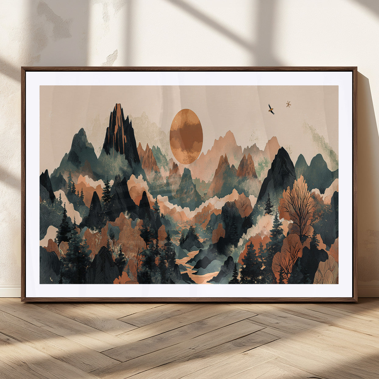 46509506-MGC-FP-36x24_Walnut-Mountain Wall Art – Sunset Canvas Print, Nature Inspired Artwork, Scenic Wall Decor for Living Room, Bedroom, Office