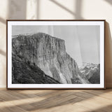 39393420-MGC-FP-36x24_Walnut-El Capitan Wall Art Canvas Print, Framed Yosemite Cliff Art Picture Print, Monochrome Mountain Perfect Monochrome Sierra Decor