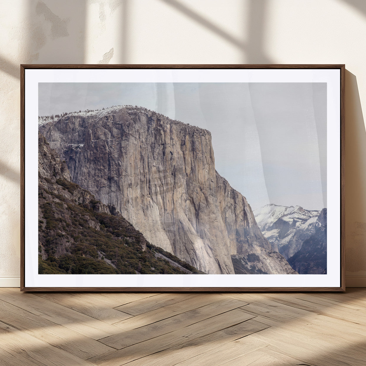 74506434-MGC-FP-36x24_Walnut-El Capitan Wall Art Canvas Print, Framed Yosemite Cliff Art Picture Print, Sierra Nevada Perfect Sierra Minimalism Decor Artwork